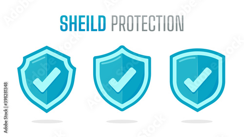 Green protective shield with a plus sign in the middle. Concept of protection from virus