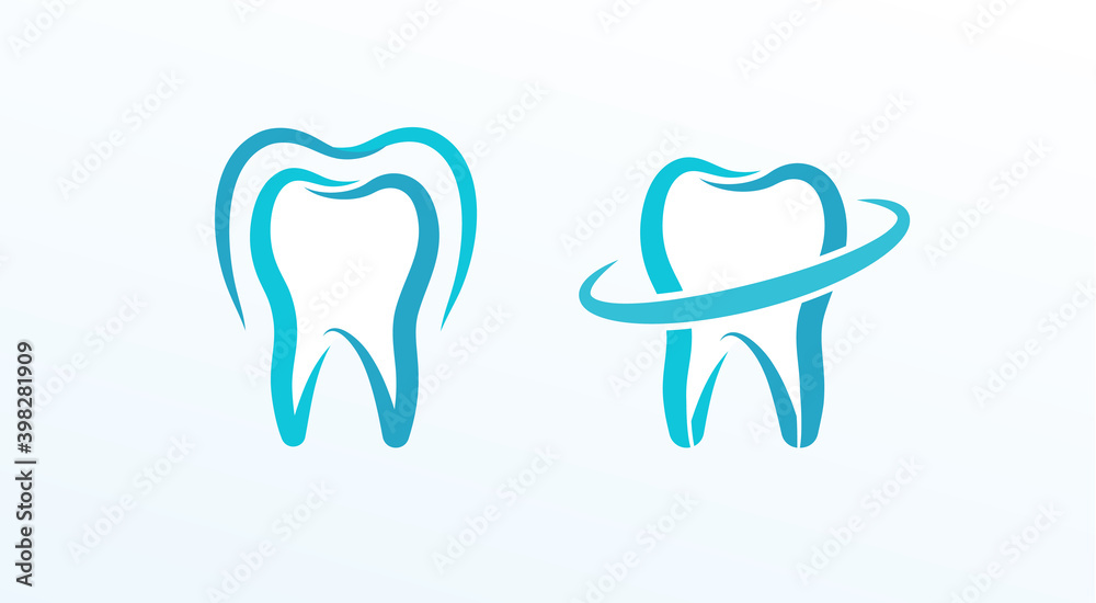 Dentistry flat cartoon style vector logo concept. Protected tooth, isolated icons on white background. Linear symbols of tooth for orthodontic clinic and dentistry. Dentistry flat cartoon style vector logo concept. Protected tooth, isolated icons on white background. Linear symbols of tooth for orthodontic clinic and dentistry.