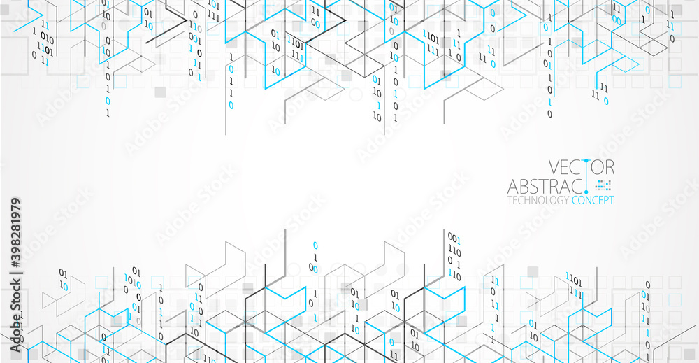 Fototapeta premium Vector illustration. Digital binary technology and engineering background.