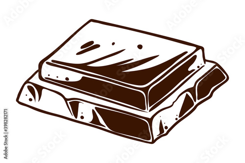 Piece of chocolate bar, vector