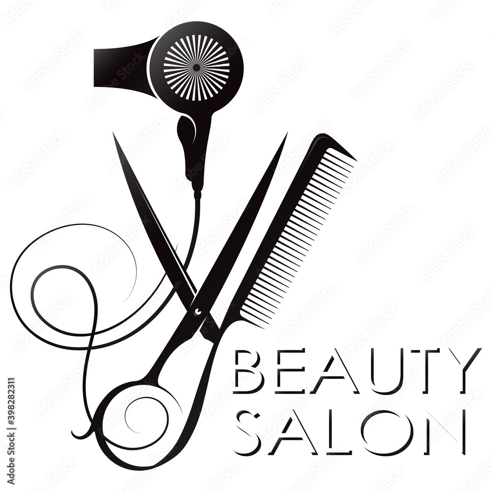 Scissors and comb stylist hair dryer symbol of a beauty salon and hairdresser Stock Vector | Adobe Stock Scissors and comb stylist hair dryer symbol of a beauty salon and hairdresser Stock Vector | Adobe Stock