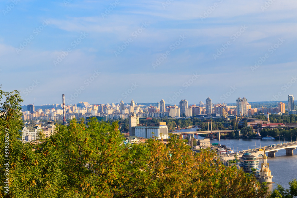 View of the Dnieper river and Kiev cityscape, Ukraine