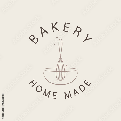 Bakery logo design. Bakery sign vector. Whisk logo design.