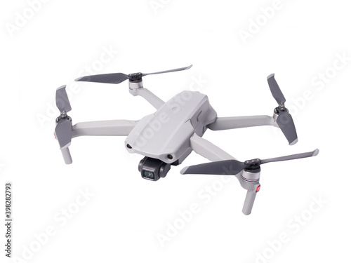 Isolated Image of Consumer Drone with Legs and Rotors Open