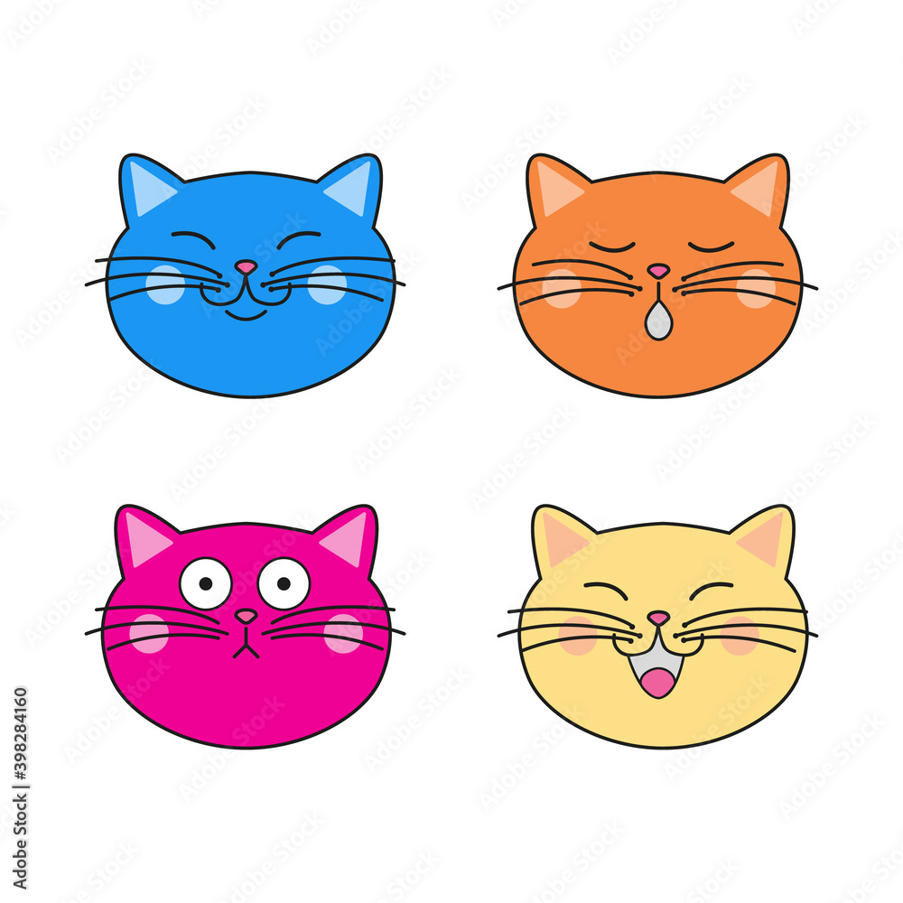 Cats seamless background. Cat face. Cartoon vector seamless wallpaper. Funny cartoon cats. Seamless pattern.Texture for fabric, wrapping, wallpaper. Decorative print. Vector illustration. Cats seamless background. Cat face. Cartoon vector seamless wallpaper. Funny cartoon cats. Seamless pattern.Texture for fabric, wrapping, wallpaper. Decorative print. Vector illustration.