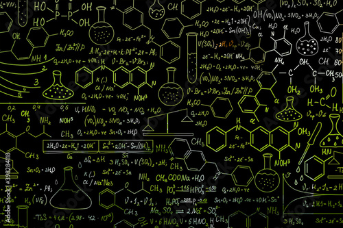 Mathematical scientific vector seamless pattern with geometry plots, formulas and calculations. You can use any color of background