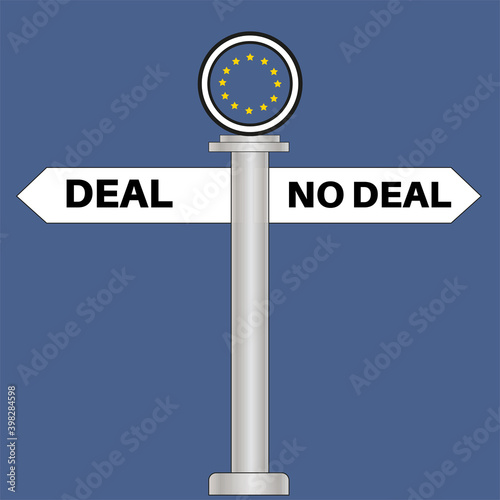 Brexit Deal or No Deal Signpost vector illustration photo