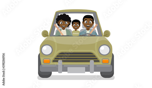Happy family traveling in car., vector eps10
