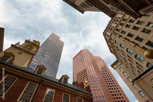 Looking up at Boston Skyscrapers