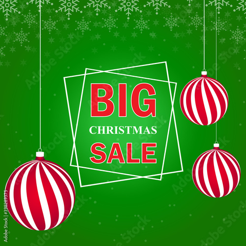 Christmas Sale banner.Big sale offer, banner template. Winter holidays discounts and sellout in stores and shops.