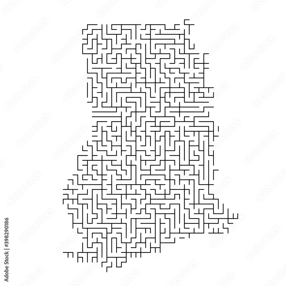 Ghana map from black pattern of the maze grid. Vector illustration. Ghana map from black pattern of the maze grid. Vector illustration.