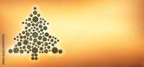 Weihnachtskarte mit Tannenbaum aus Schneeflocken