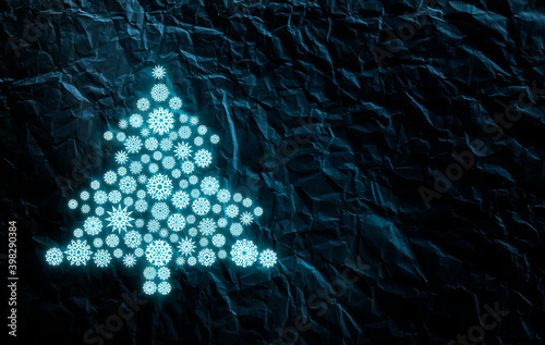 Weihnachtskarte mit Tannenbaum aus Schneeflocken