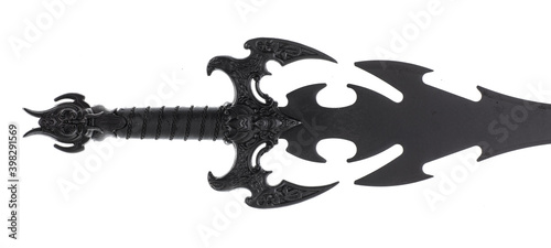 ancient black sword isolated on white background