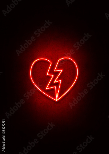 Red Neon Broken Heart sign
