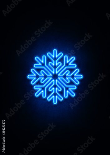 Blue Neon Snowflake Sign