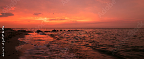 scenic seascape with red sky  banner