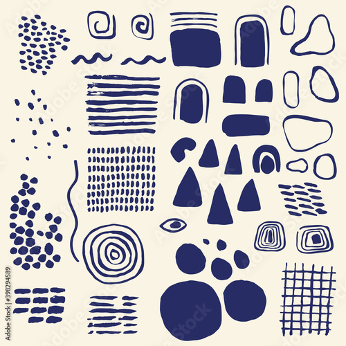 Set of hand drawn vector abstract shapes