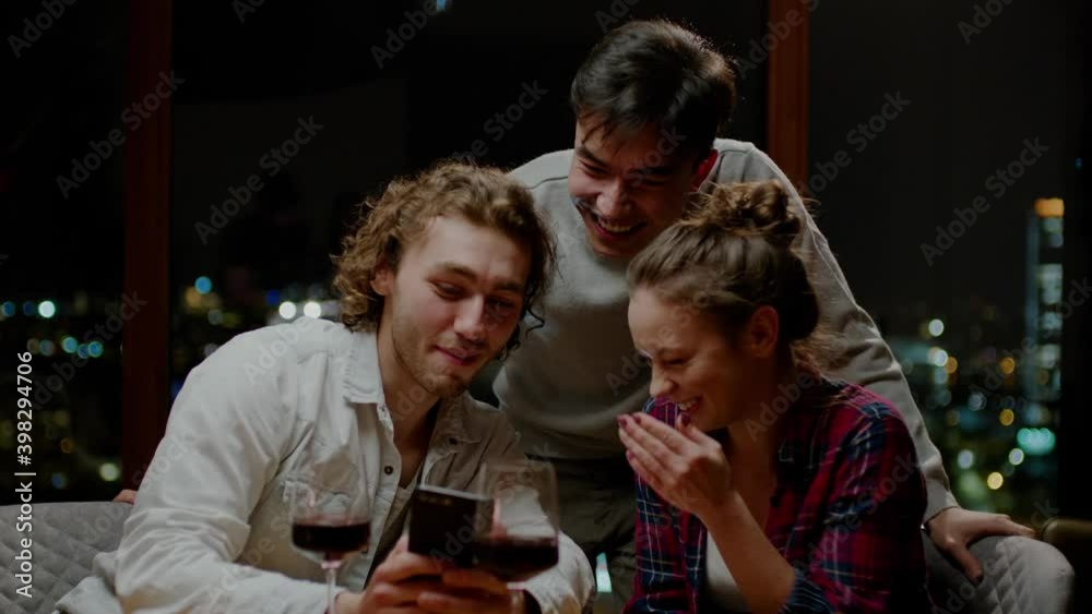 Oldtime Friends Watch Funny Video Together Oldtime Friends Watch Funny Video Together