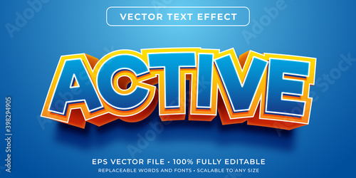 Editable text effect - active cartoon text style