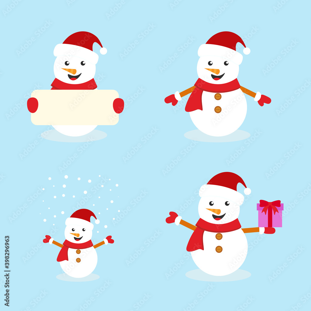 Winter season cute snowman collection