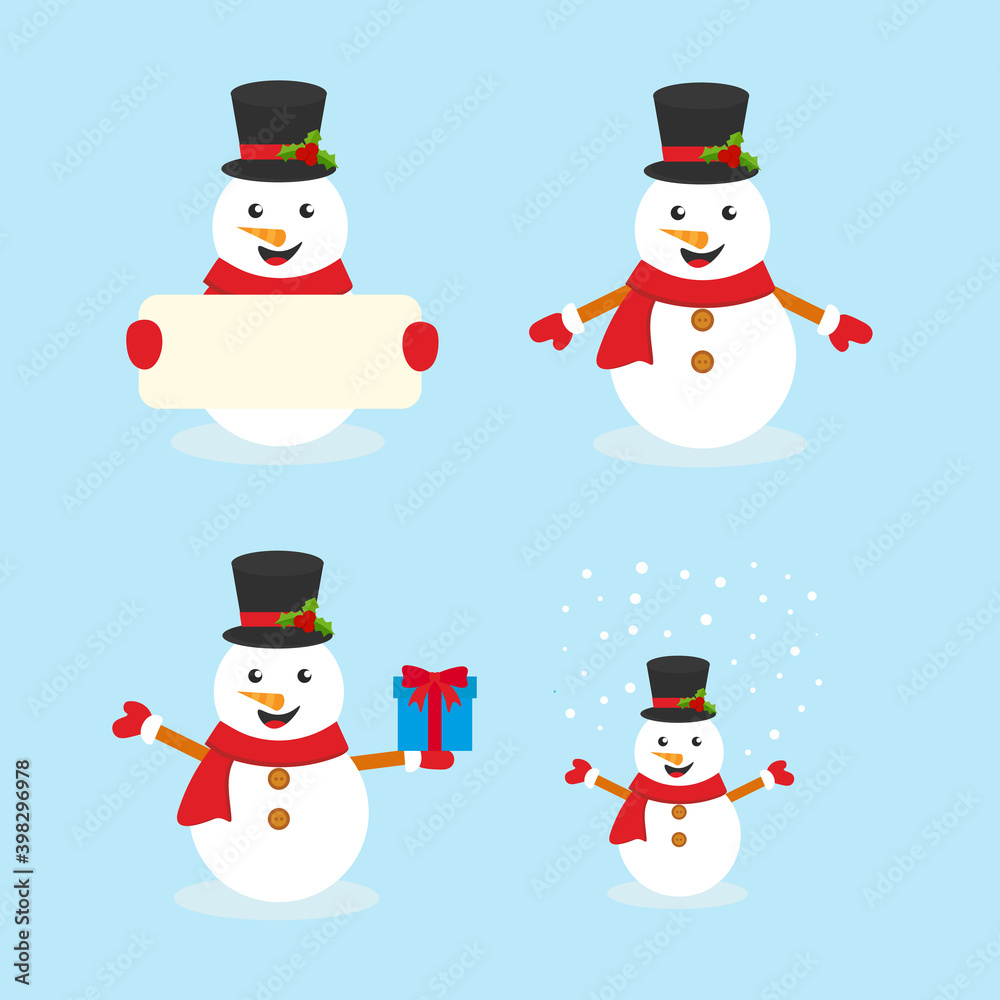 Winter season cute snowman collection