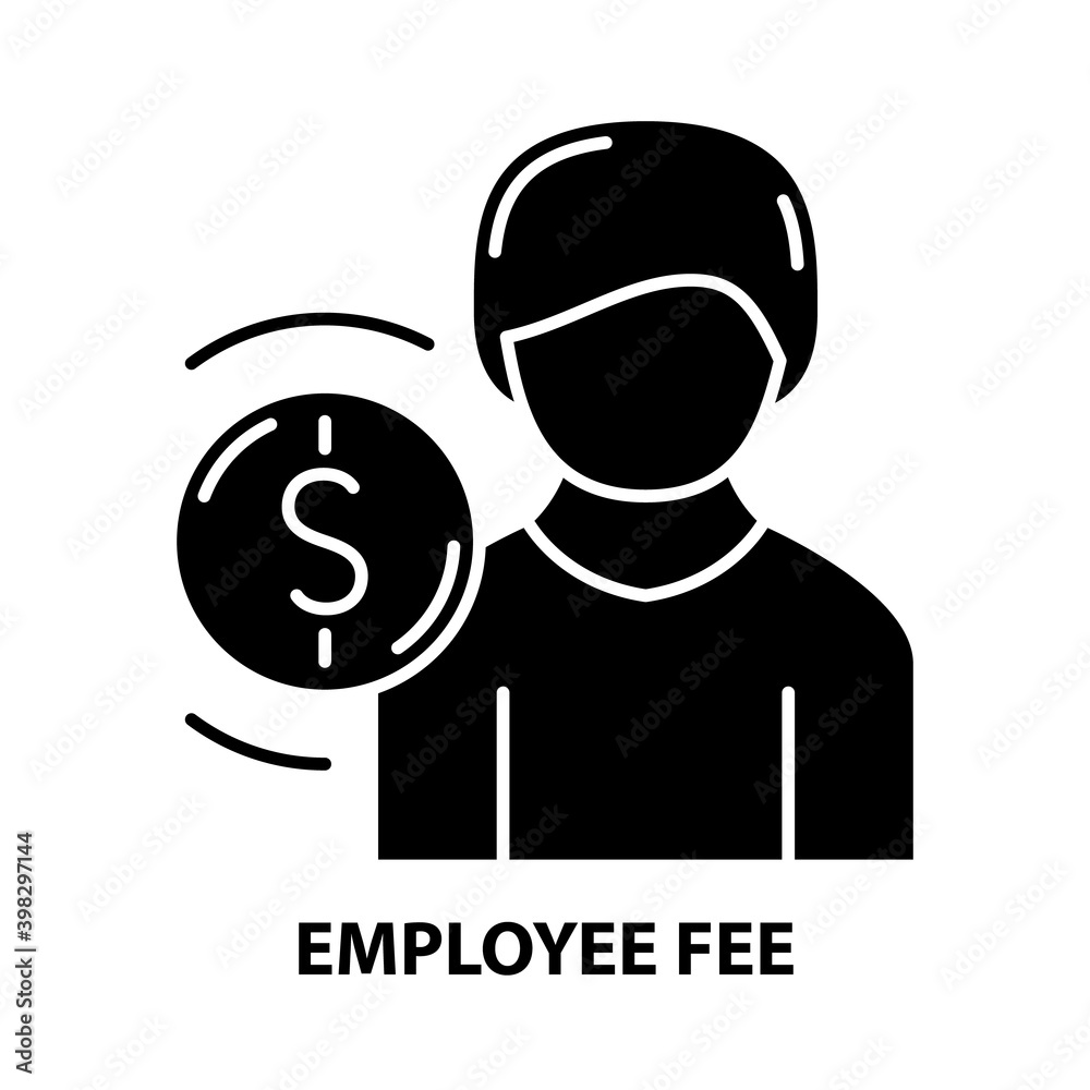 employee fee icon, black vector sign with editable strokes, concept illustration employee fee icon, black vector sign with editable strokes, concept illustration