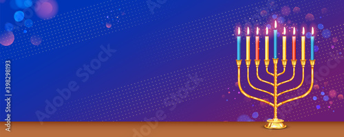 illustration of Happy Hanukkah, Jewish holiday festival greetings background