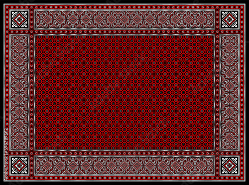 Frame & Border with Red Background in Sindhi Ajrak style, Vector illustration