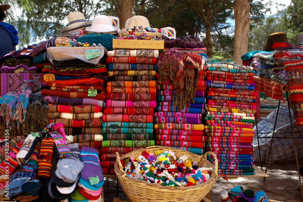 Typical gifts sold in the streets of purmamarca. Jujuy. Argentina
