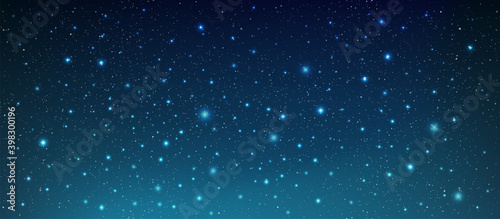 Beautiful milky way galaxy background with nebula cosmos. Stardust in deep space and bright shining stars in universe. Vector illustration.
