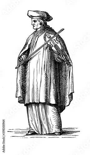 Canvas-taulu Medieval rebek player, from the portal of the church St