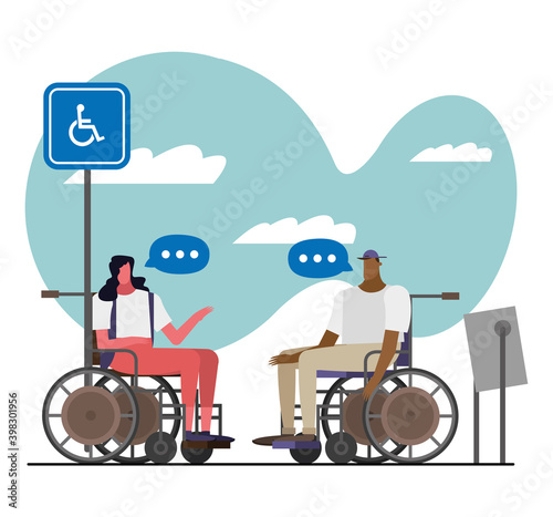 couple in wheelchairs disable characters
