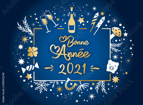 2021 bonne année - fond bleu