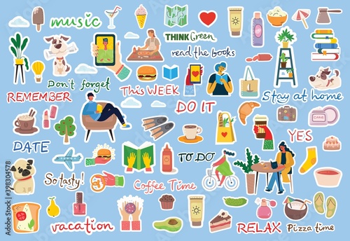 Signs and symbols for organized your diary. Template for scrapbooking, wrapping, wedding invitation, notebooks, diary.