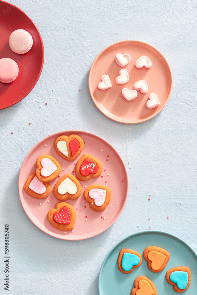 Valentines Day heart shaped cookies. Selective focus. Valentines Day heart shaped cookies. Selective focus.