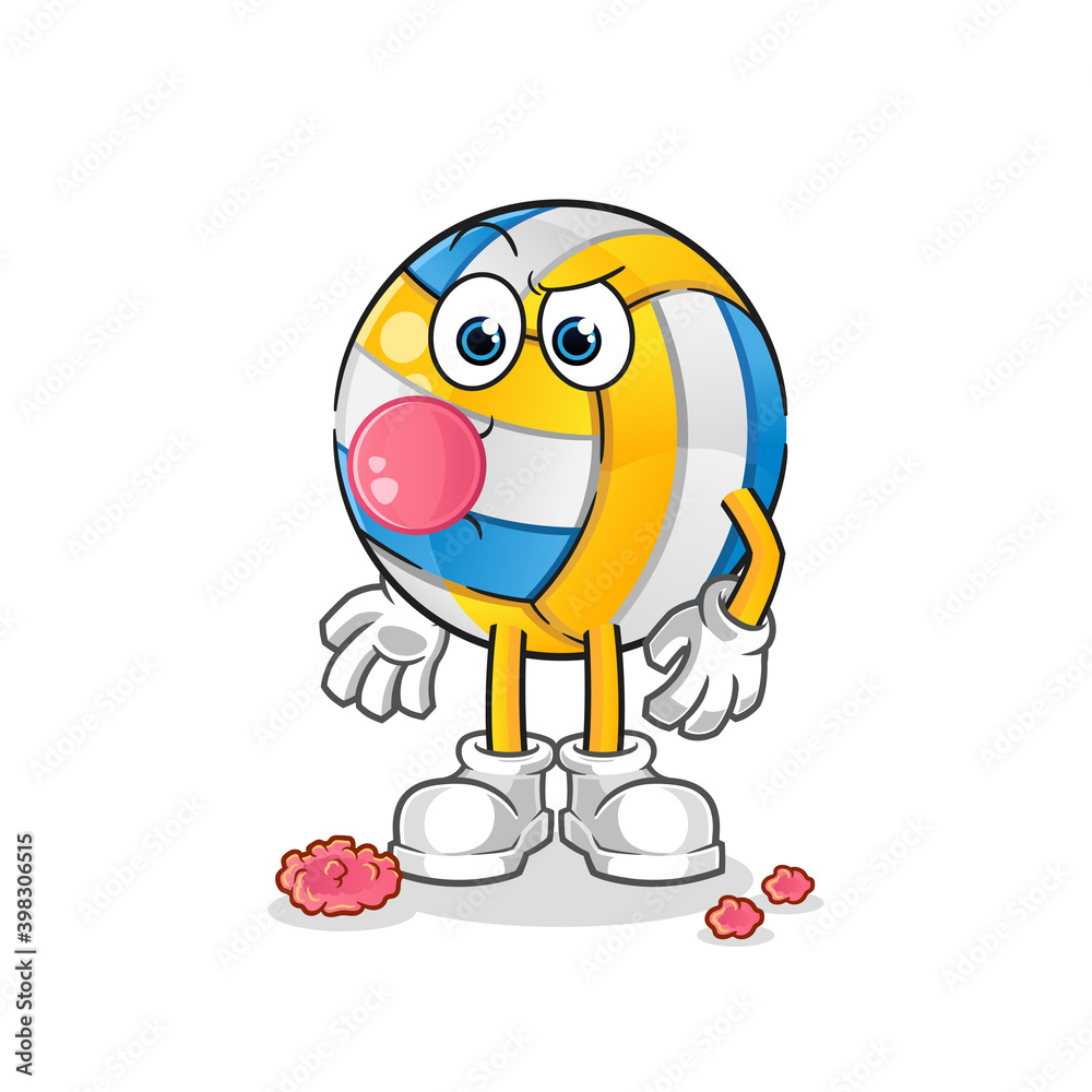 Obraz premium volleyball chewing gum vector. cartoon character