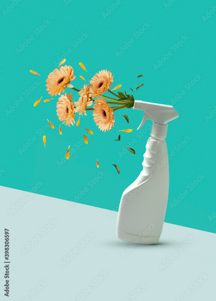 © Yaroslav Danylchenko/Stocksy - Refreshing air sprey with flowers.