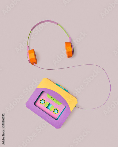 Handmade earphone and portable player. photo