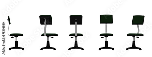 set of isolated chair on white background
