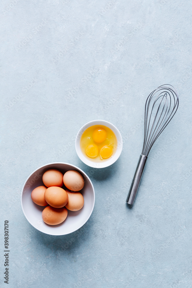 Eggs with Egg Yolks and Whisk