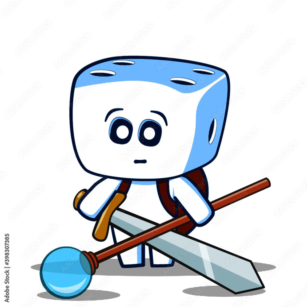 flushed cute dice head fantasy adventurer flushed cute dice head fantasy adventurer