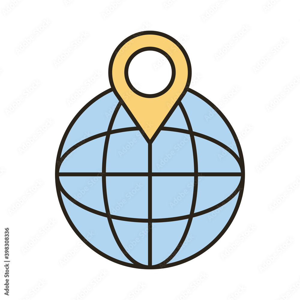 sphere browser with pin location line and fill style icon sphere browser with pin location line and fill style icon
