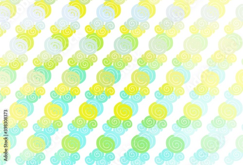 Light Green, Yellow vector template with lines, ovals.