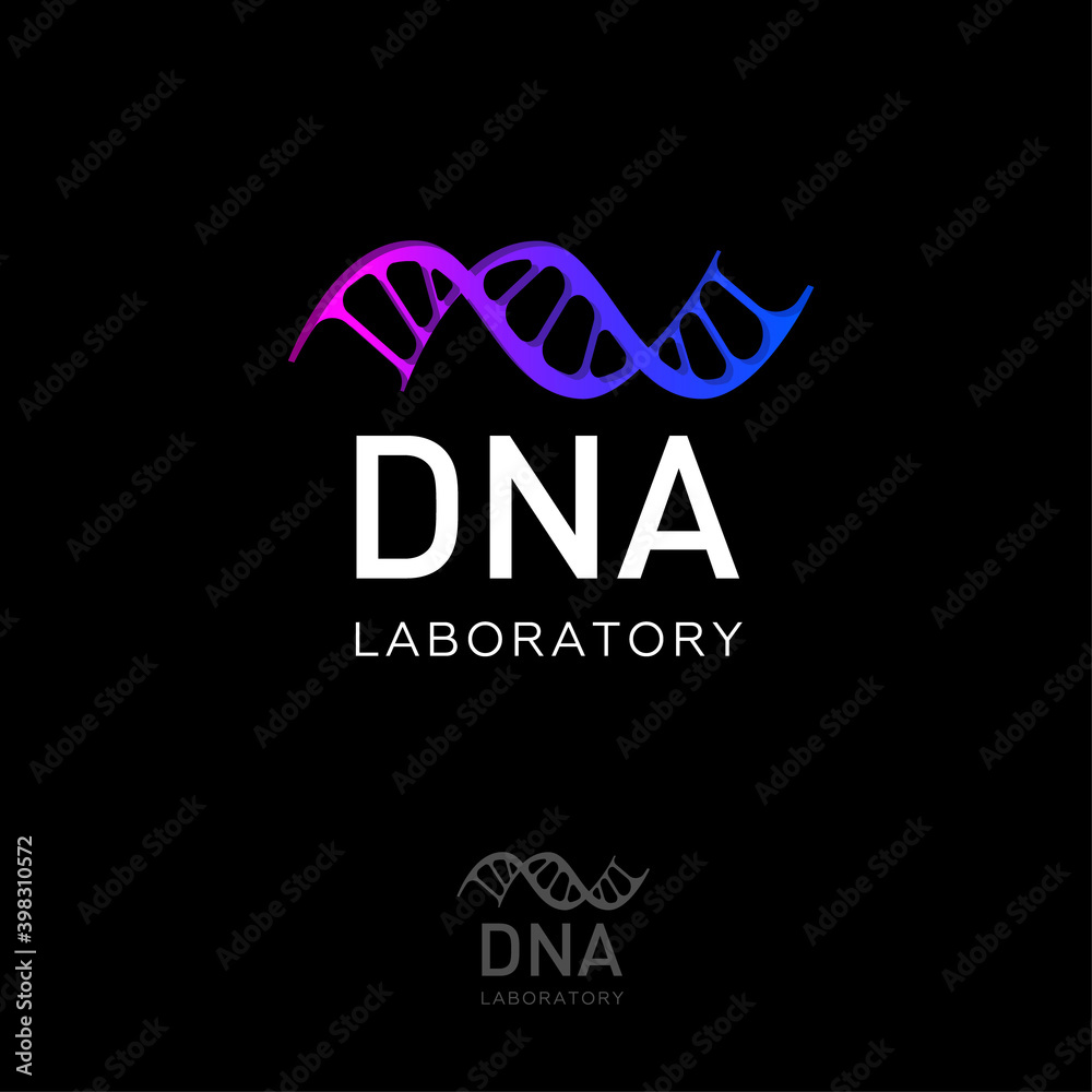DNA laboratory logo. DNA logo as spiral on a dark background. Logo can used for biotechnology center, laboratory, reproduction clinics. DNA laboratory logo. DNA logo as spiral on a dark background. Logo can used for biotechnology center, laboratory, reproduction clinics.