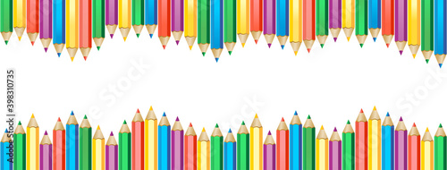 Seamless colored pencils wave row banner. Crayons