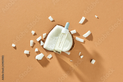 Glass bottle with coconut oil