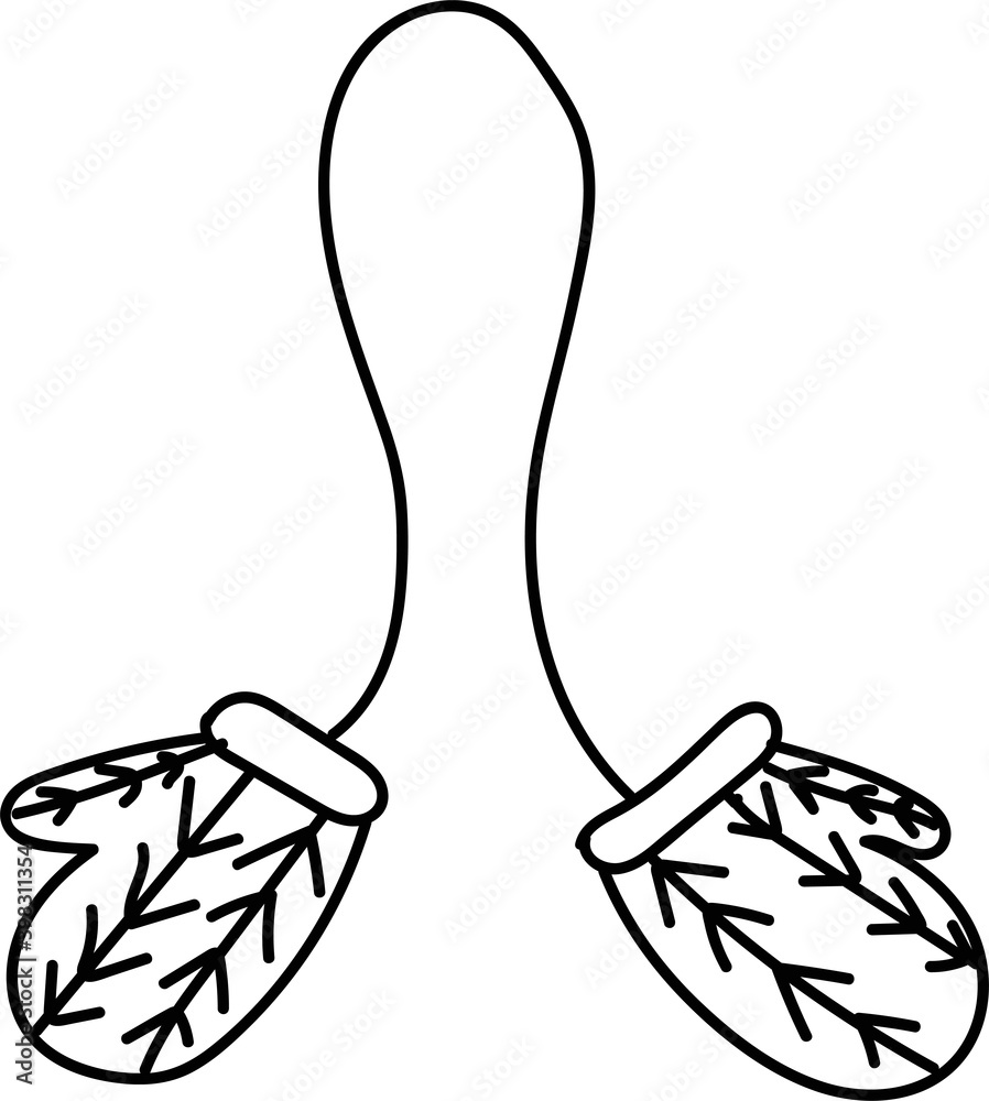 Doodle style winter mittens vector illustration for web, print, or advertising.