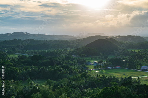 Countryside landscape with Chocolate hills in Bohol, Phillipines. photo