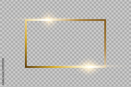 Gold frame on a transparant background. Vector illustration